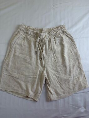 Men's Relaxed Drawstring Linen-Blend Shorts - Natural Beige